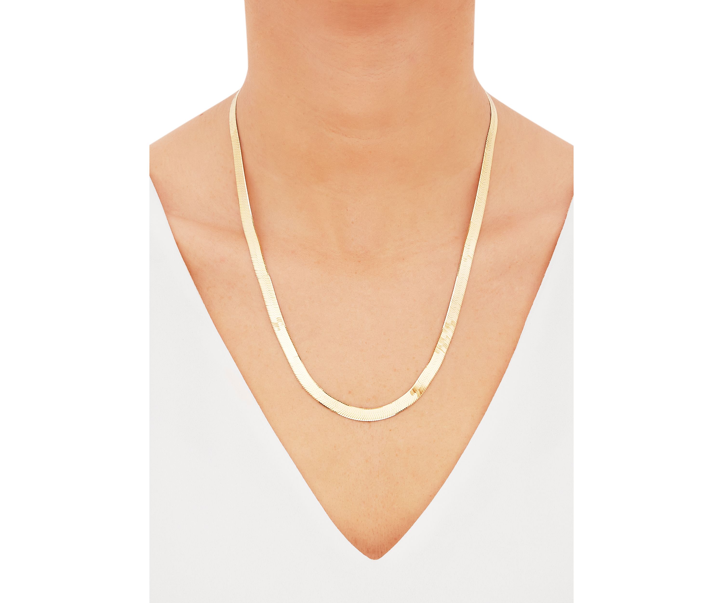 Herringbone Chain Necklace in Gold over Sterling Silver