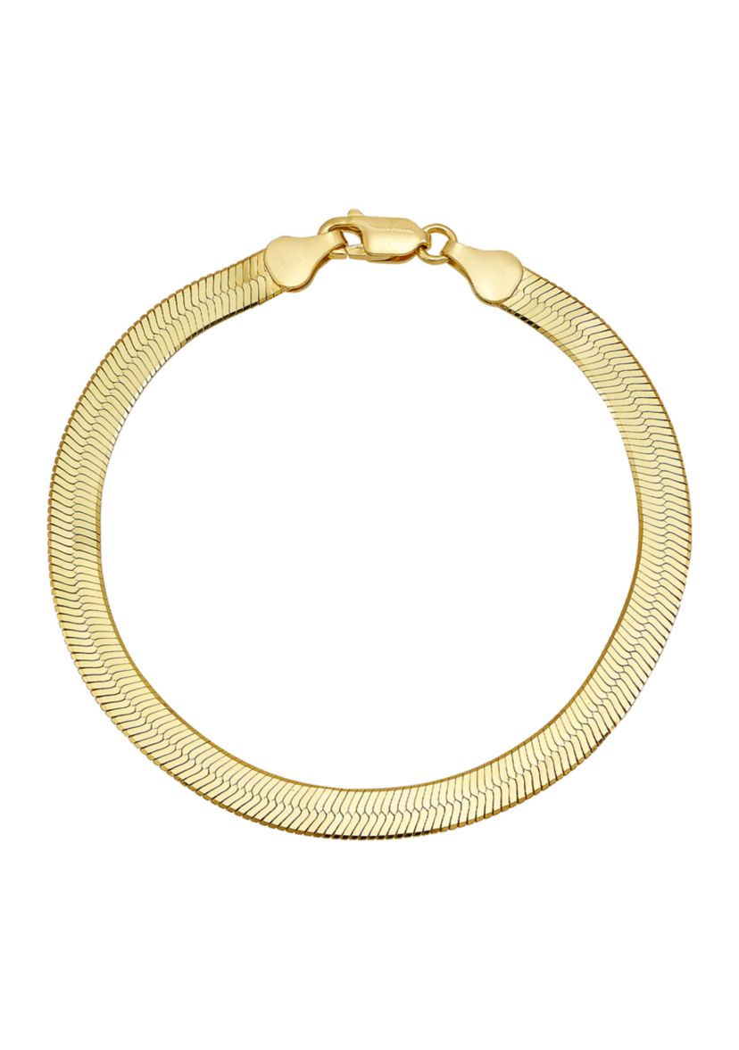 5.4 Millimeter Herringbone Chain Bracelet in Gold Over Sterling Silver