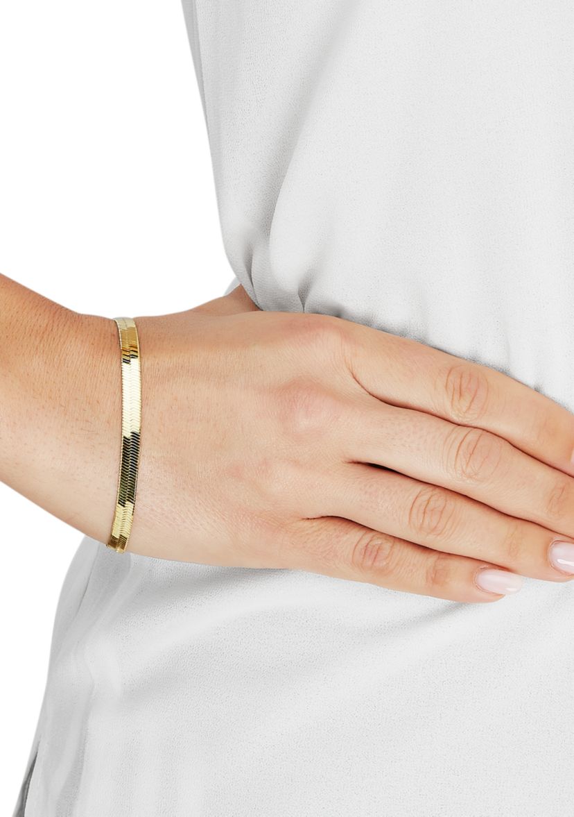 5.4 Millimeter Herringbone Chain Bracelet in Gold Over Sterling Silver