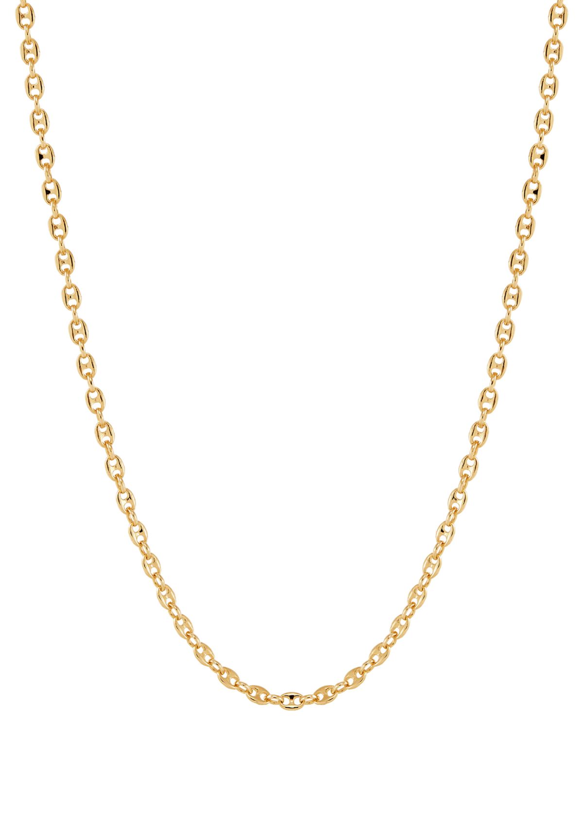 Tranciato 3.3 Millimeter Mariner Chain Necklace in Gold Over Sterling Silver
