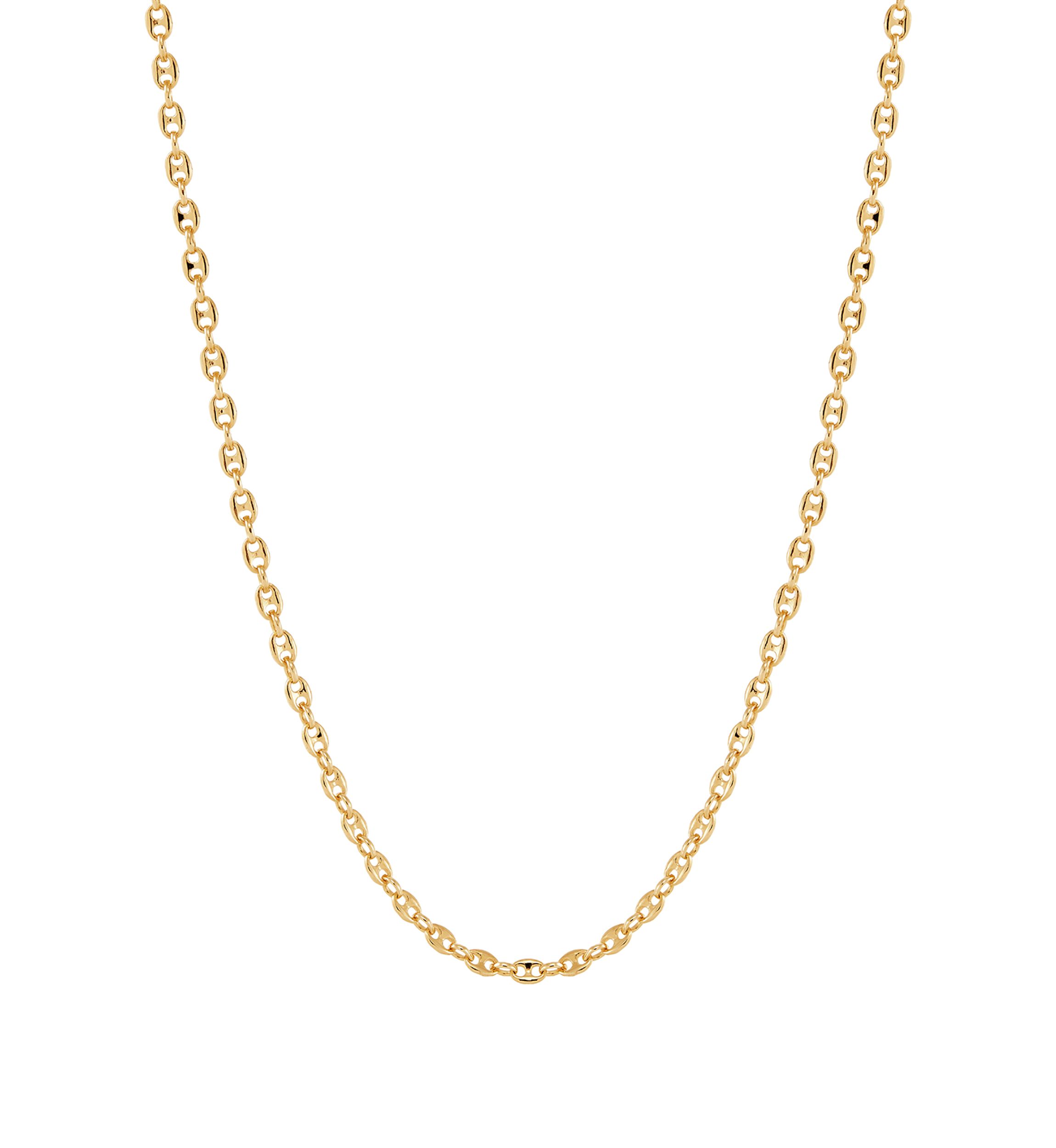 Tranciato 3.3 Millimeter Mariner Chain Necklace in Gold Over Sterling Silver
