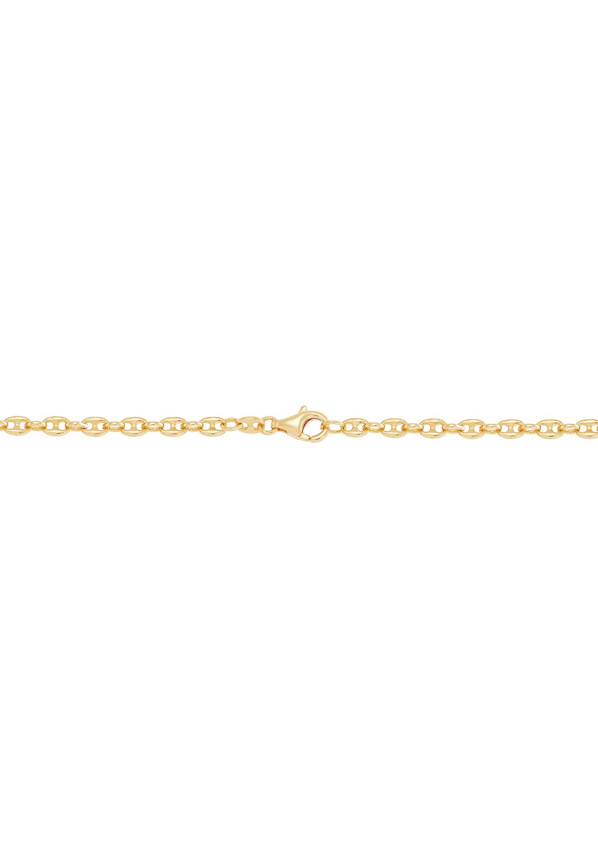 Tranciato 3.3 Millimeter Mariner Chain Necklace in Gold Over Sterling Silver