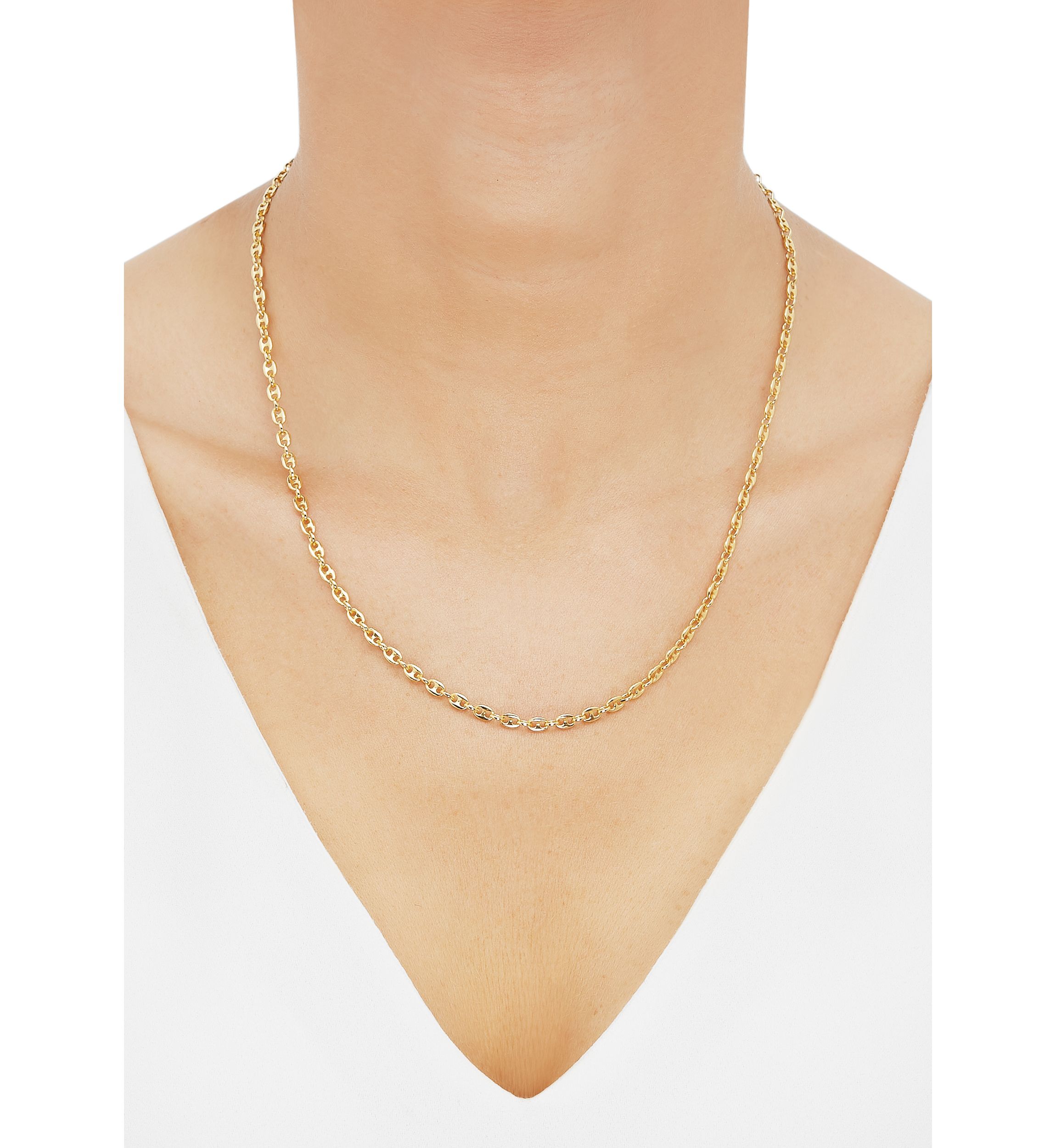 Tranciato 3.3 Millimeter Mariner Chain Necklace in Gold Over Sterling Silver