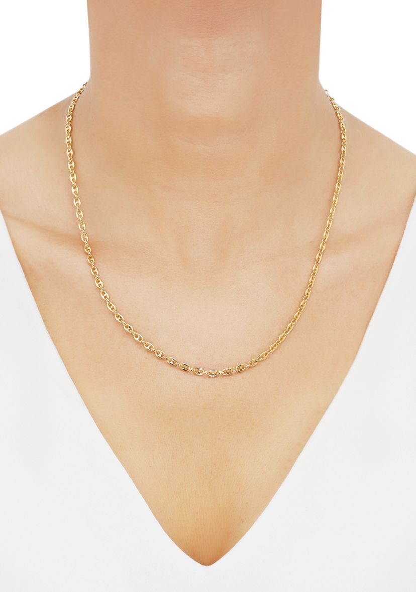 Tranciato 3.3 Millimeter Mariner Chain Necklace in Gold Over Sterling Silver