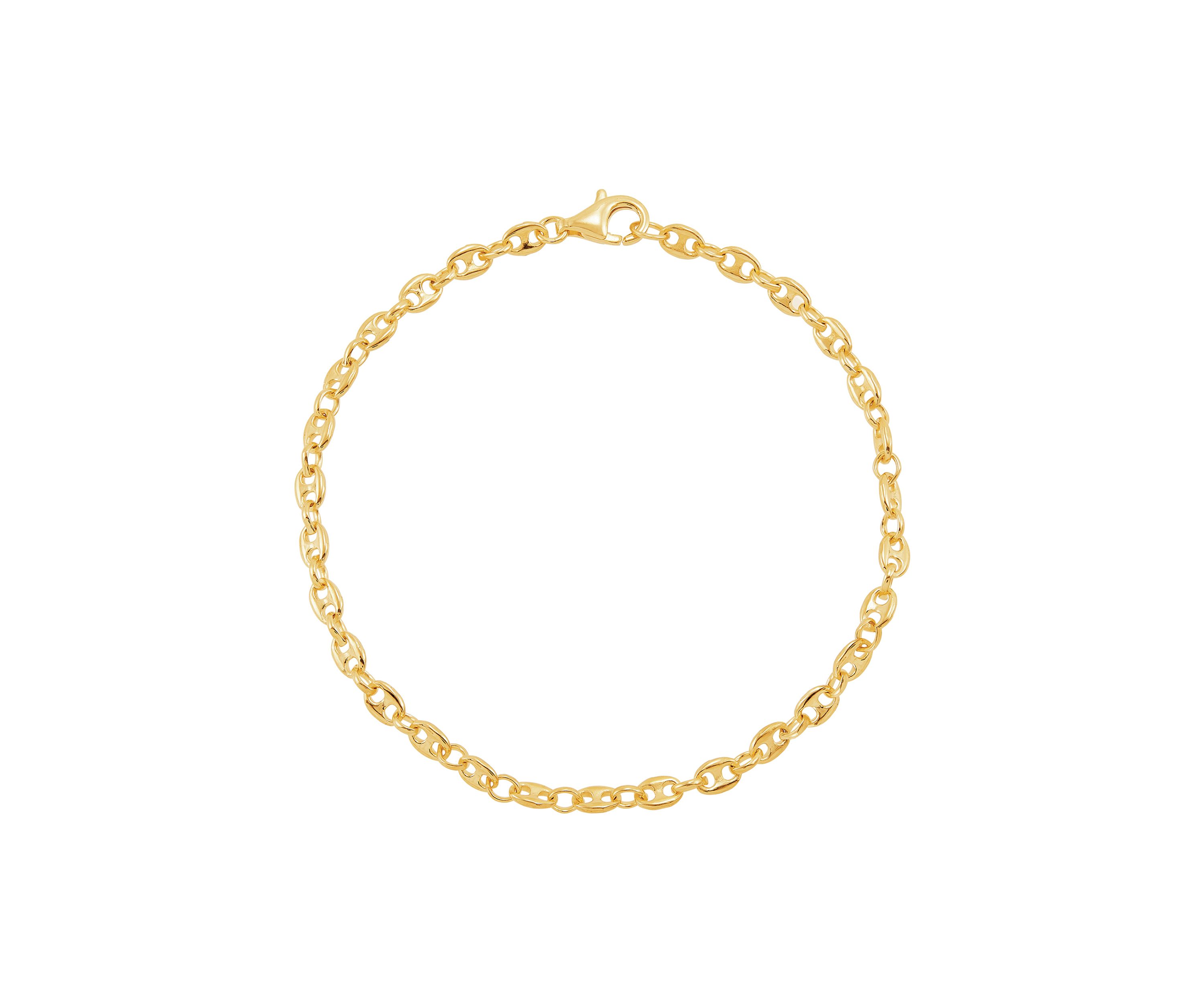 3.3 Millimeter Mariner Chain Bracelet in Gold Over Sterling Silver