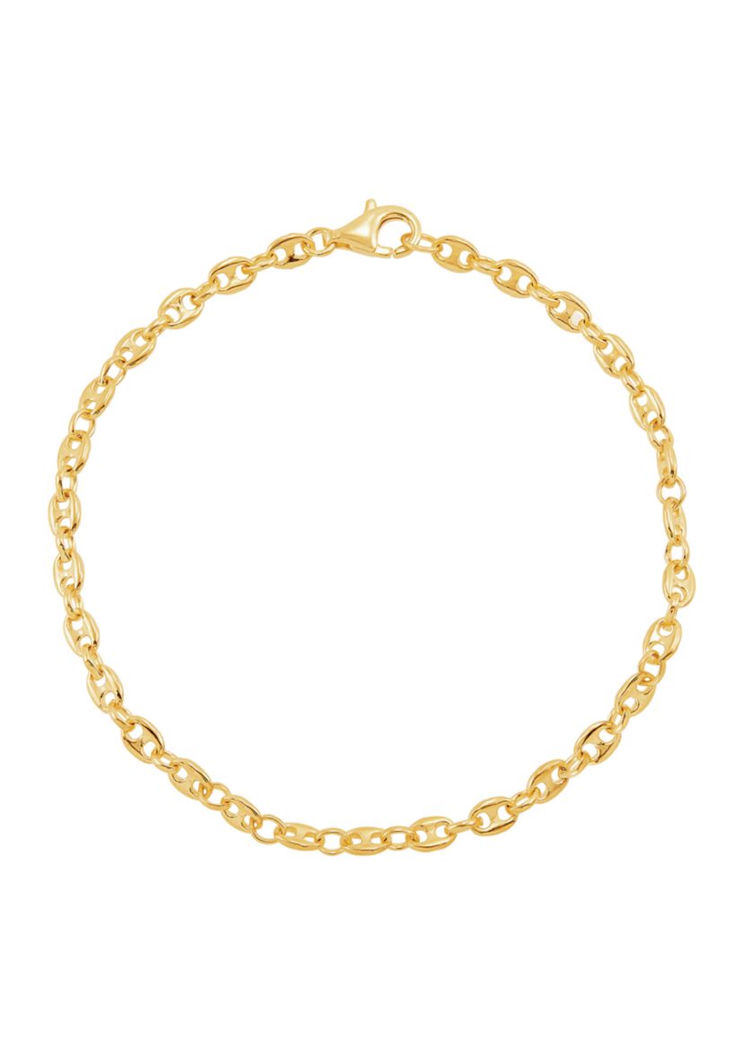 3.3 Millimeter Mariner Chain Bracelet in Gold Over Sterling Silver