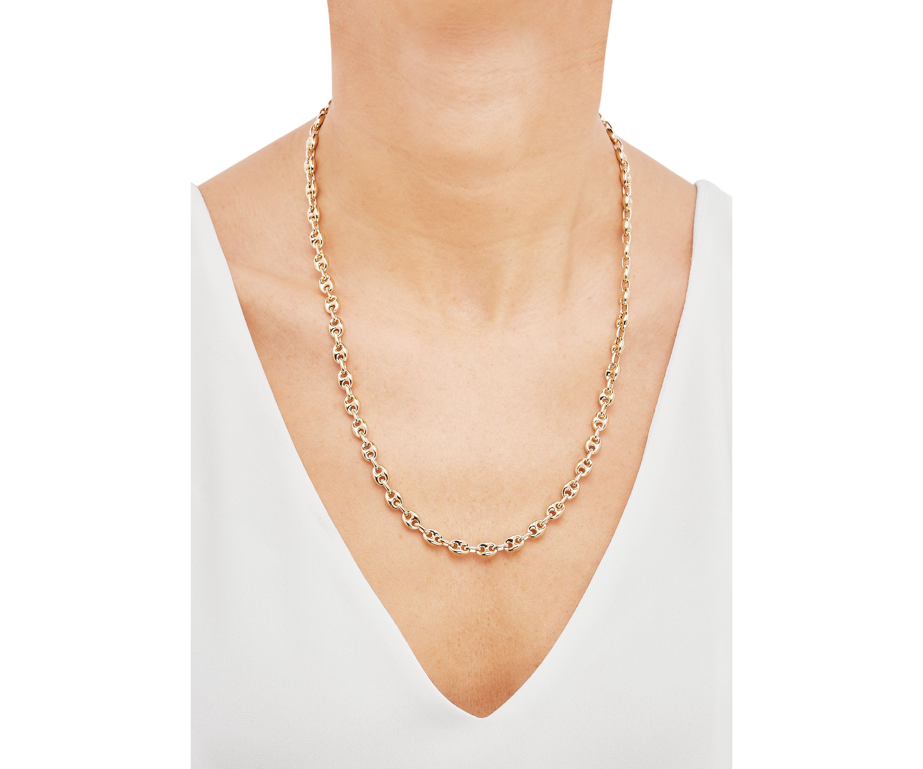 Hollow Accoppiato 8 Millimeter Mariner Chain Necklace in Sterling Silver