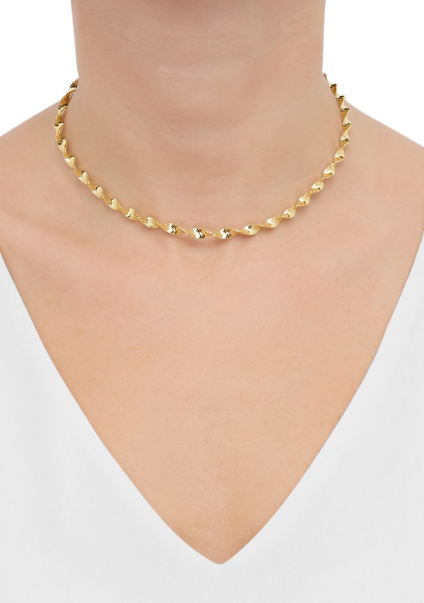4 Millimeter Solid Twist Herringbone Chain in Sterling Silver
