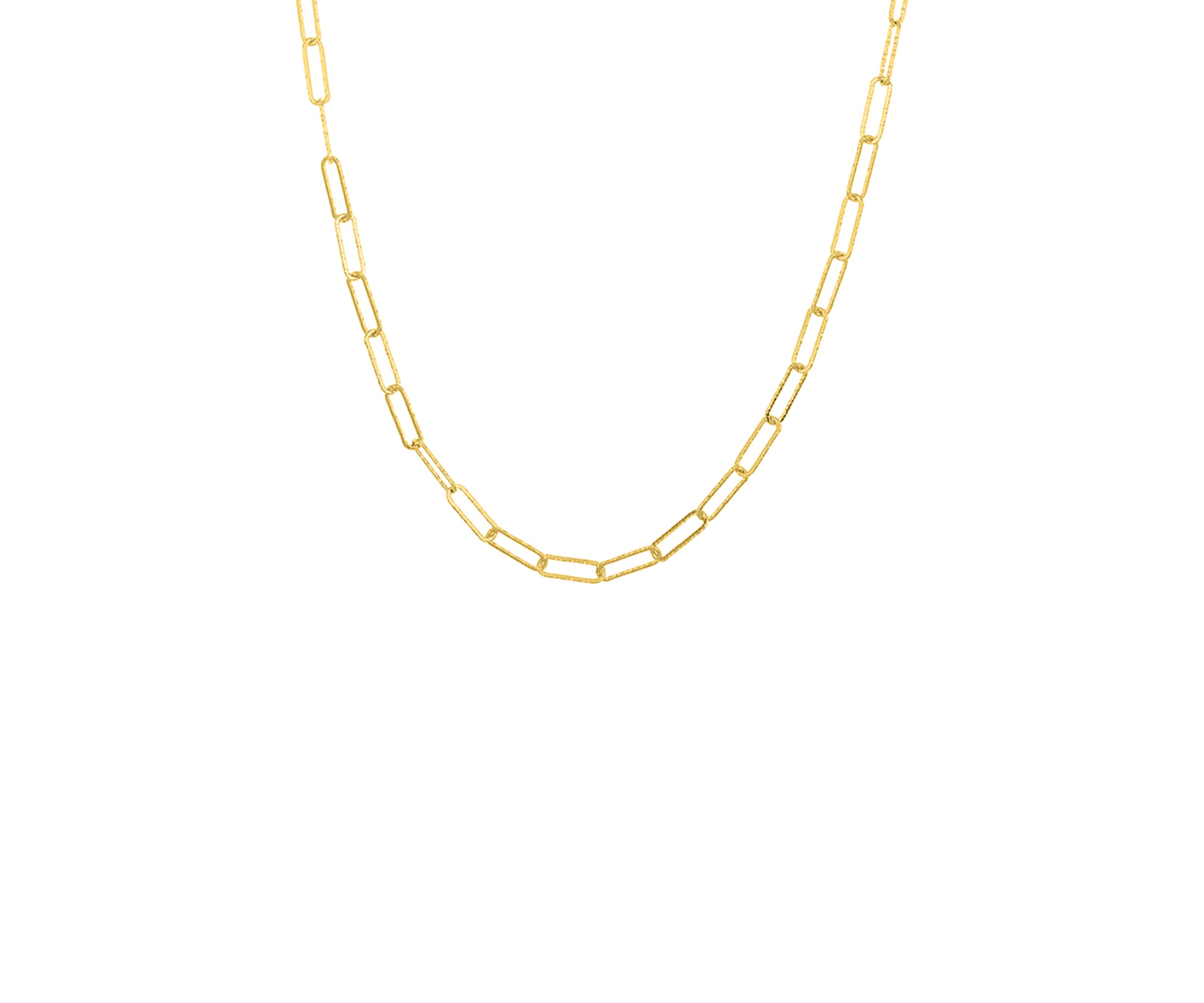 3.7 Millimeter Paperclip Chain Necklace in Gold Plated Metal
