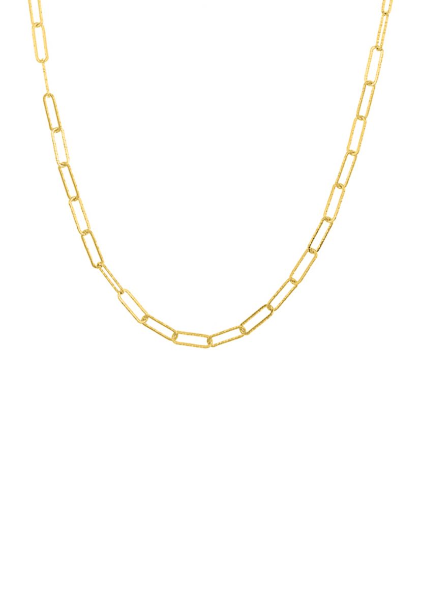 3.7 Millimeter Paperclip Chain Necklace in Gold Plated Metal
