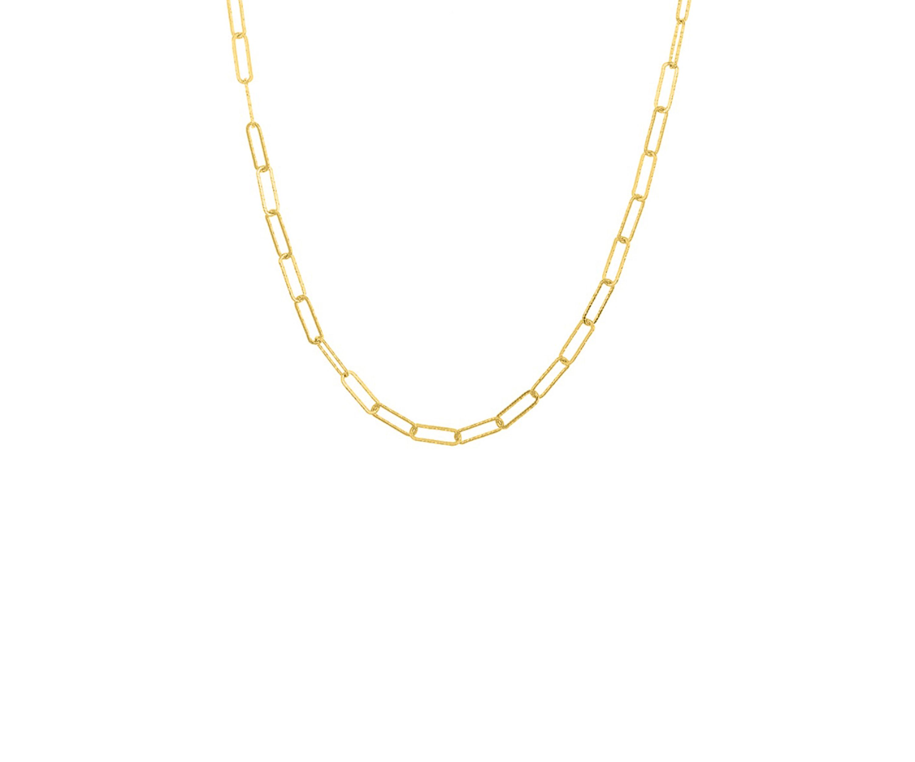 3.7 Millimeter Paperclip Chain Necklace in Gold Plated Metal
