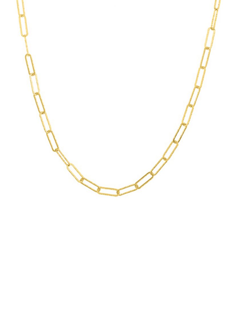 3.7 Millimeter Paperclip Chain Necklace in Gold Plated Metal