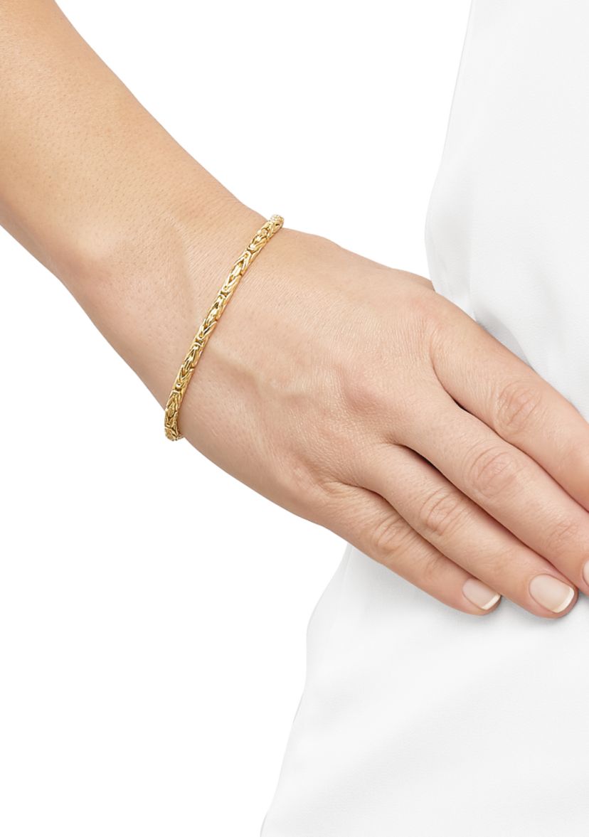 Round Byzantine Chain Bracelet in Gold Over Sterling Silver