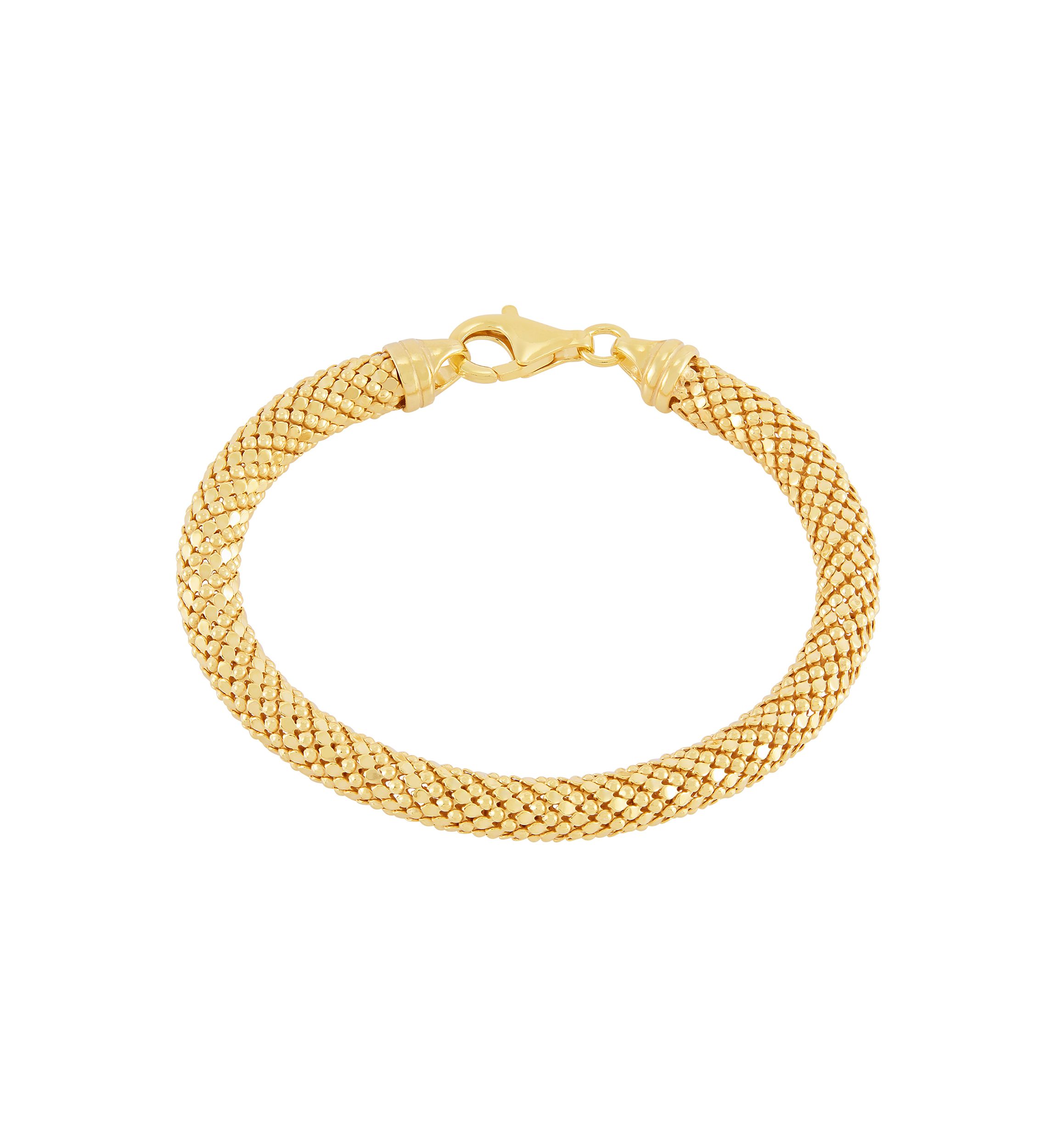 Hollow Round Bead Chain Bracelet in Gold Over Sterling Silver