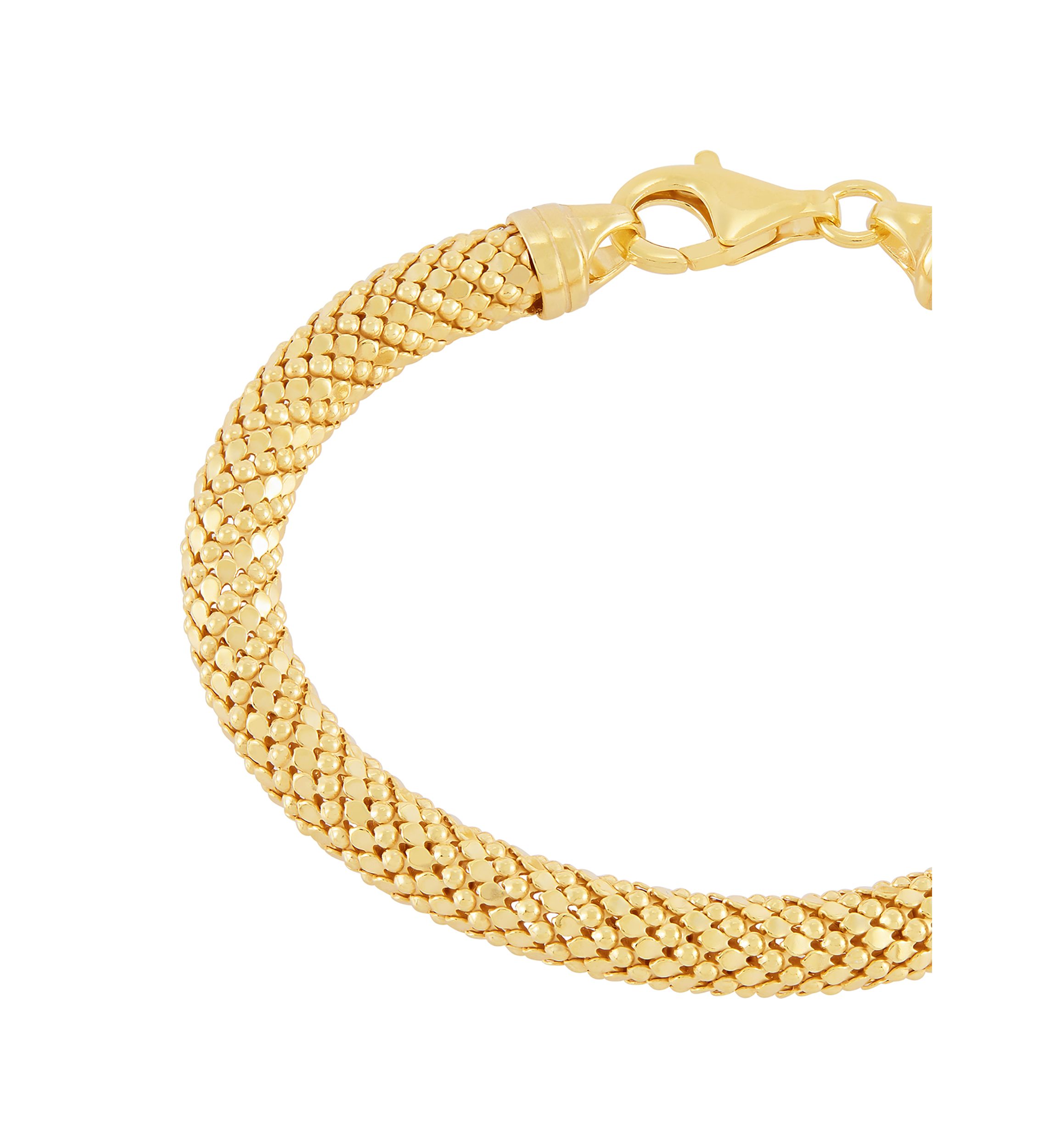 Hollow Round Bead Chain Bracelet in Gold Over Sterling Silver