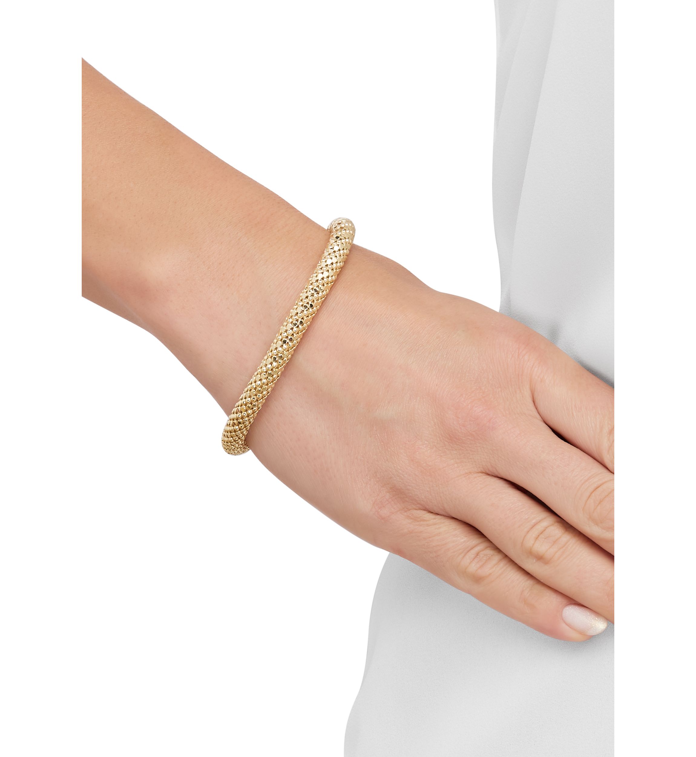 Hollow Round Bead Chain Bracelet in Gold Over Sterling Silver