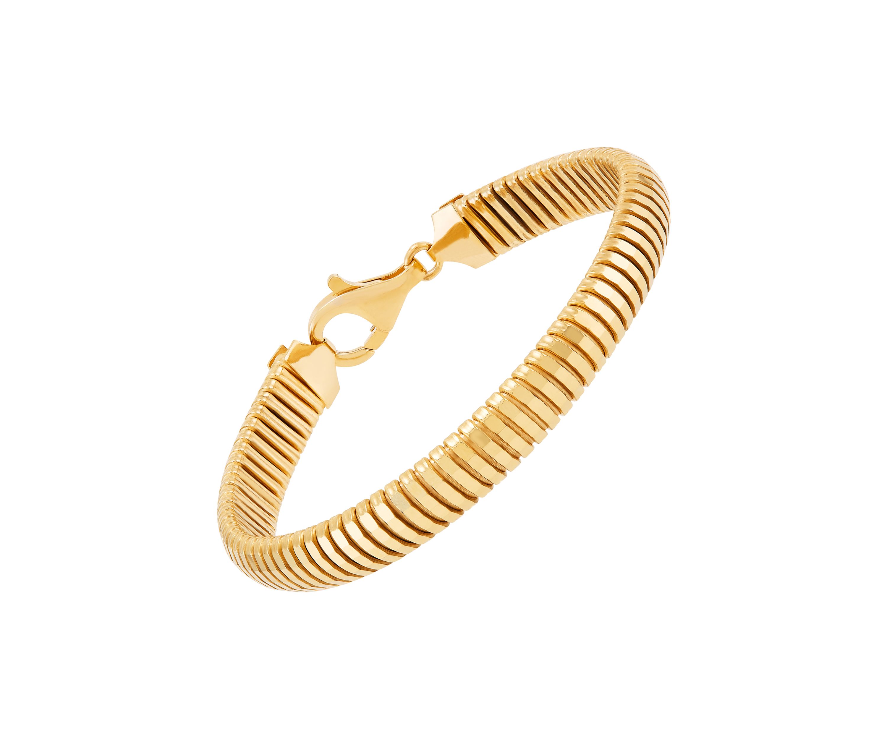 Heavy Hollow Tubogas Chain Bracelet in Gold Over Silver