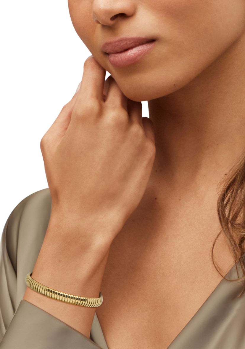 Heavy Hollow Tubogas Chain Bracelet in Gold Over Silver