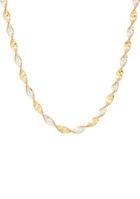Belk & Co Solid Twisted Herringbone Chain Necklace in Gold Over Silver, 18 in