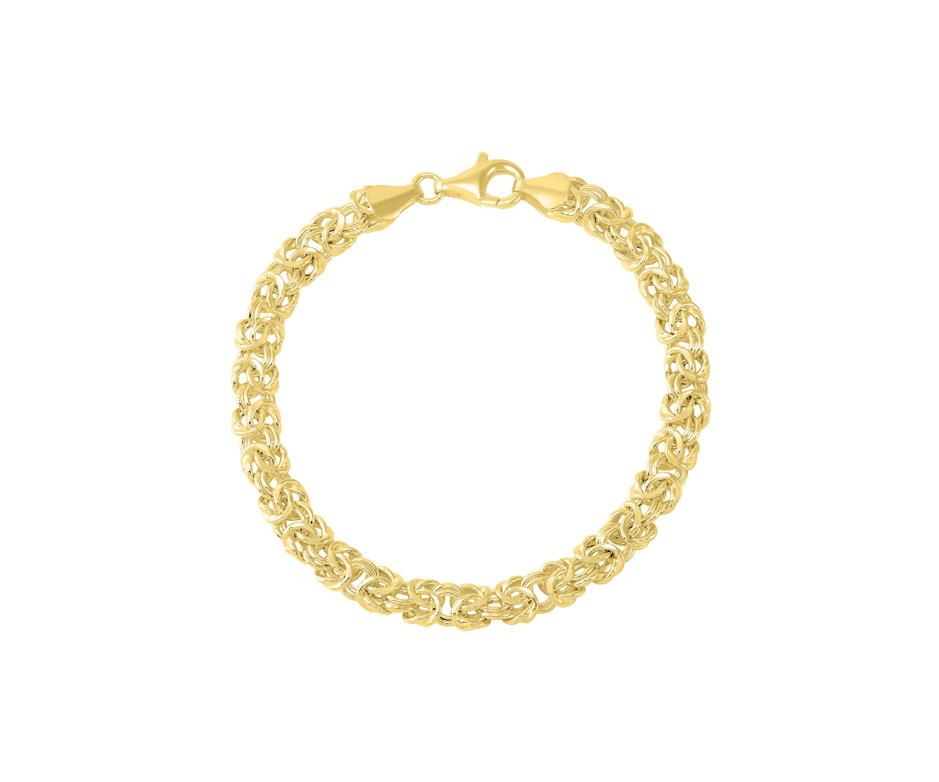 Heavy Hollow Byzantine Chain Bracelet in Gold Over Sterling Silver