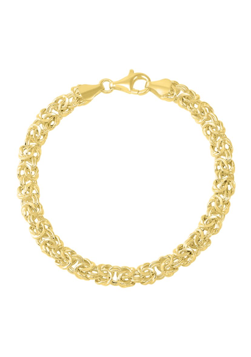 Heavy Hollow Byzantine Chain Bracelet in Gold Over Sterling Silver