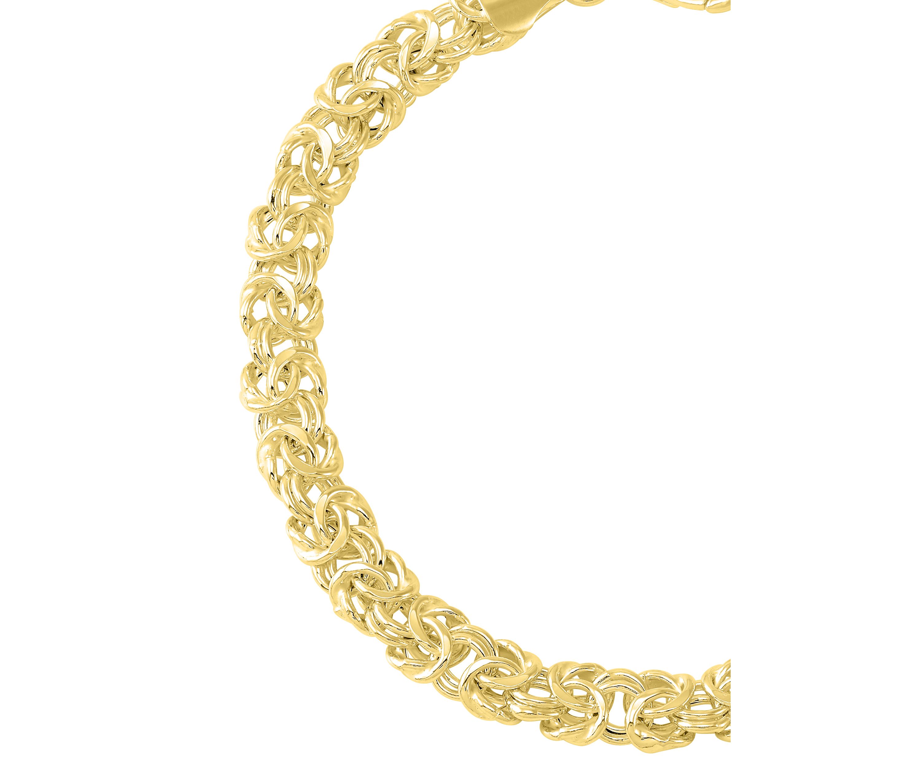 Heavy Hollow Byzantine Chain Bracelet in Gold Over Sterling Silver