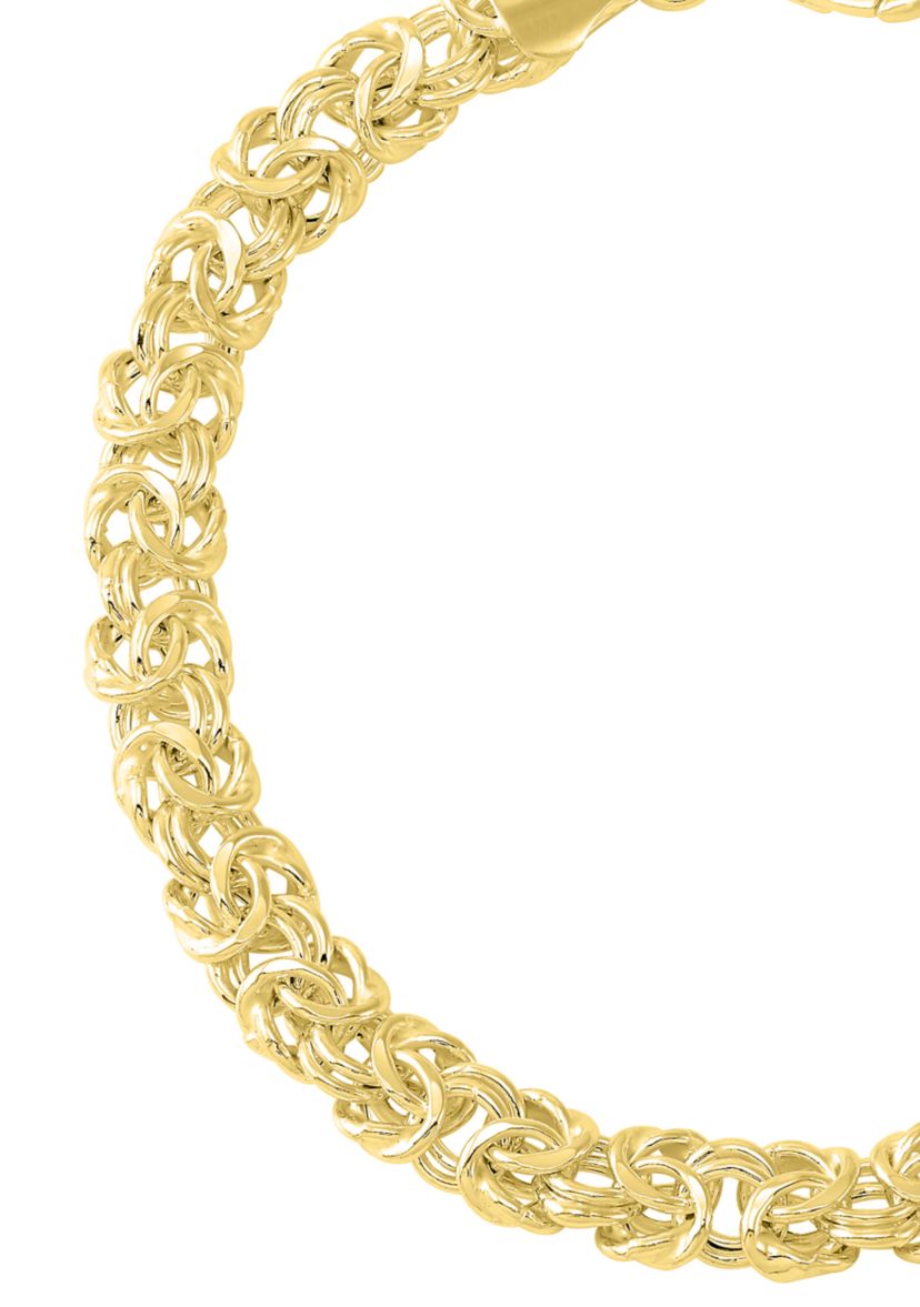 Heavy Hollow Byzantine Chain Bracelet in Gold Over Sterling Silver