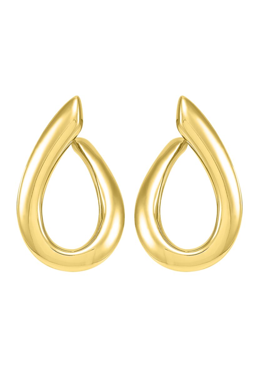 Curved Open Oval Drop Earrings in Gold Over Sterling Silver