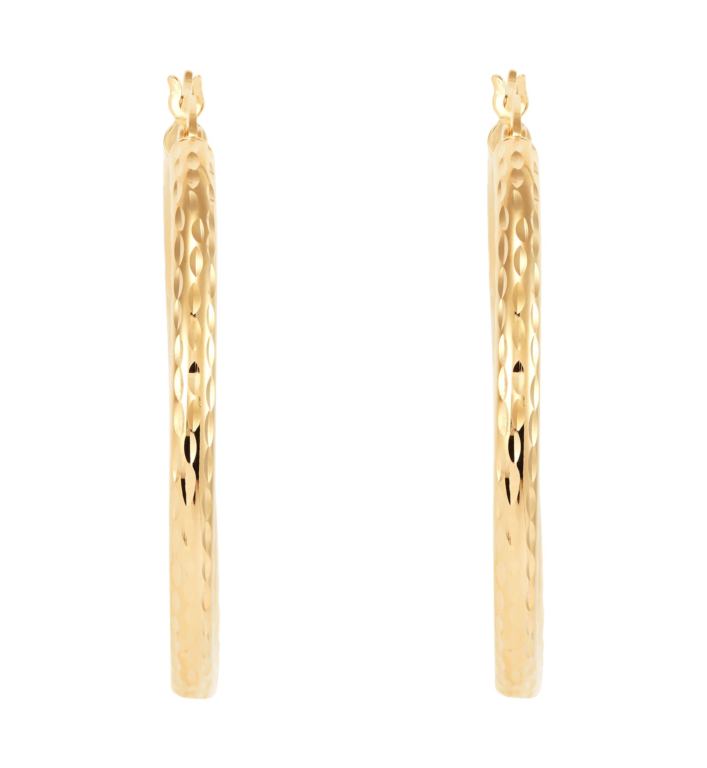 Round Tube Hoop Earrings in Gold Over Sterling Silver