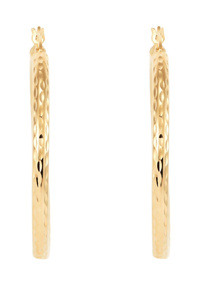Round Tube Hoop Earrings in Gold Over Sterling Silver