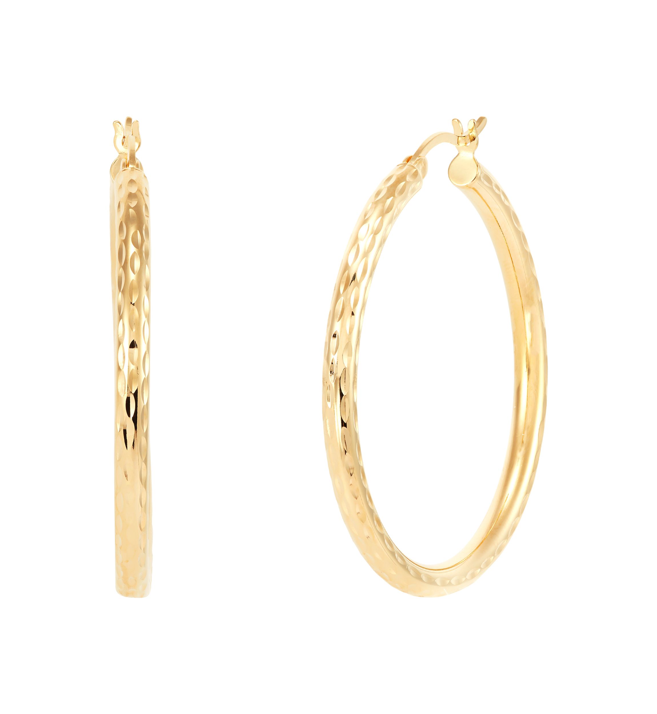 Round Tube Hoop Earrings in Gold Over Sterling Silver