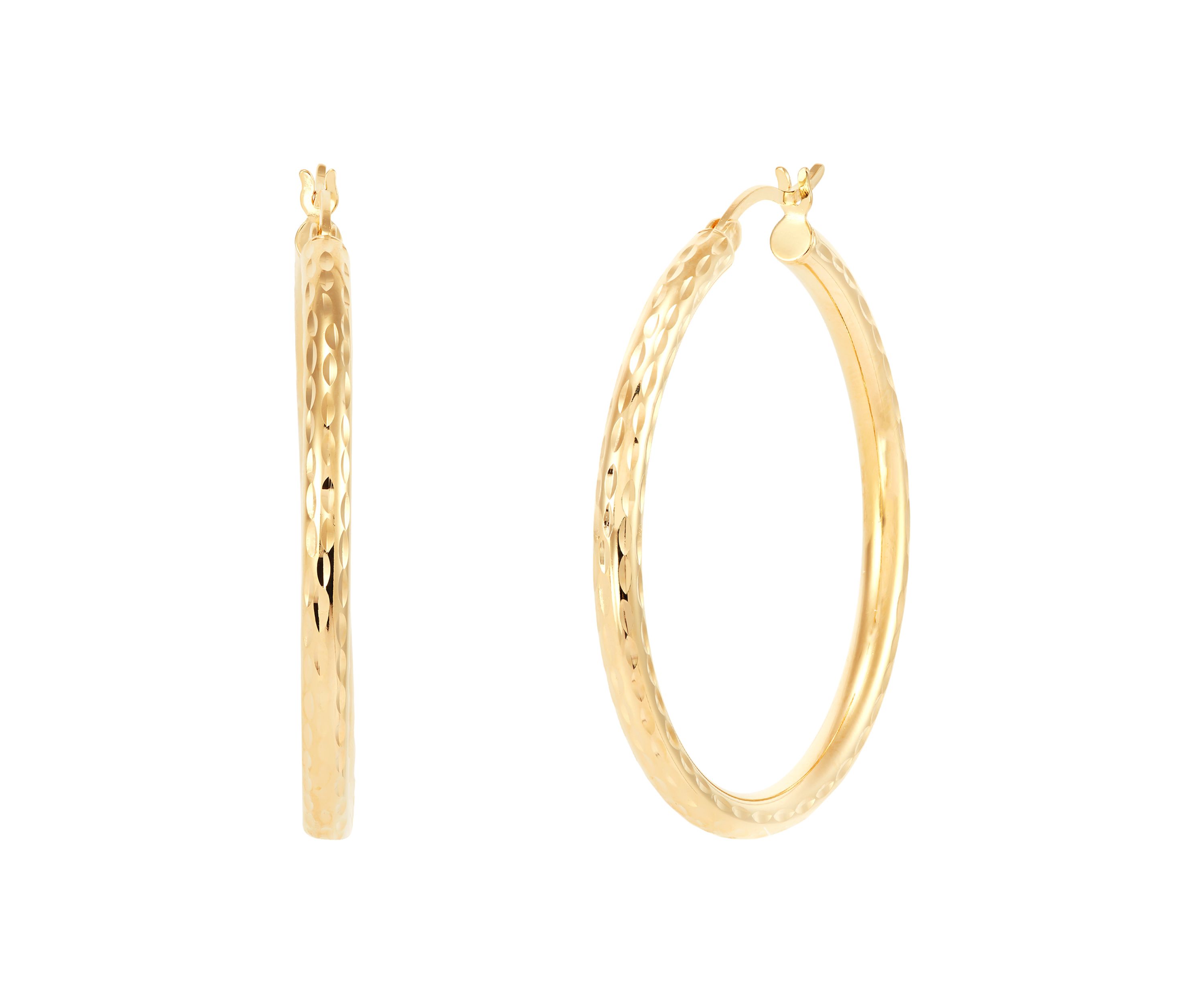 Round Tube Hoop Earrings in Gold Over Sterling Silver