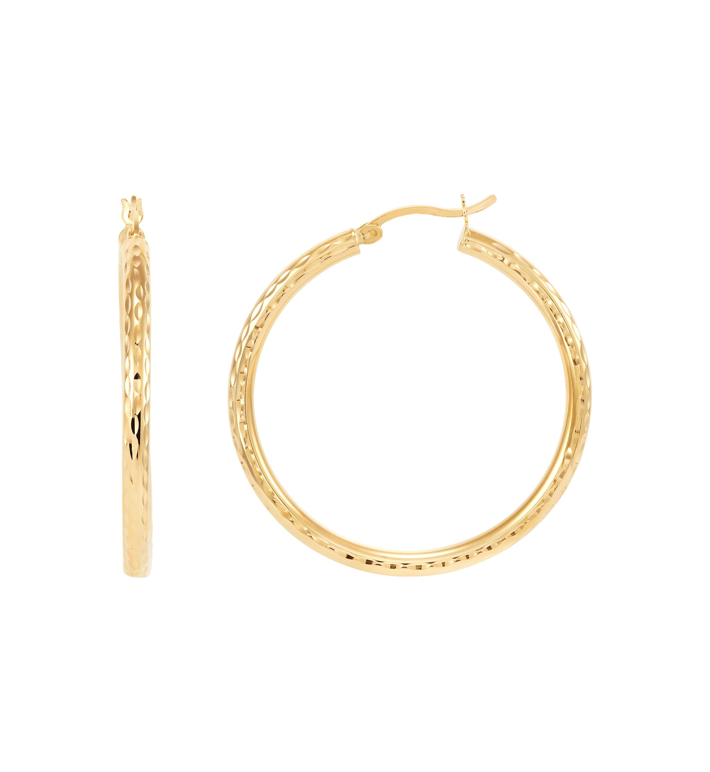 Round Tube Hoop Earrings in Gold Over Sterling Silver