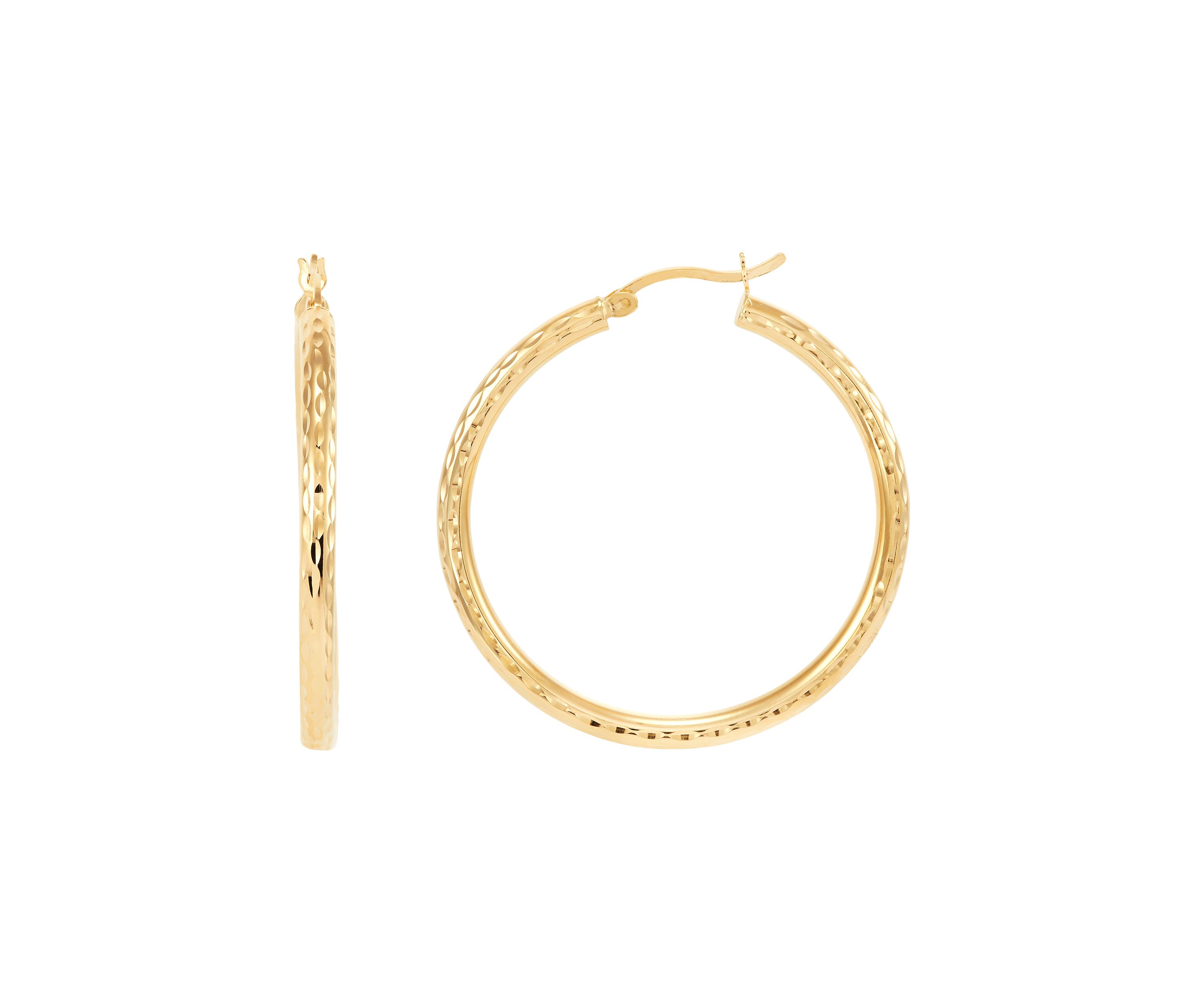 Round Tube Hoop Earrings in Gold Over Sterling Silver