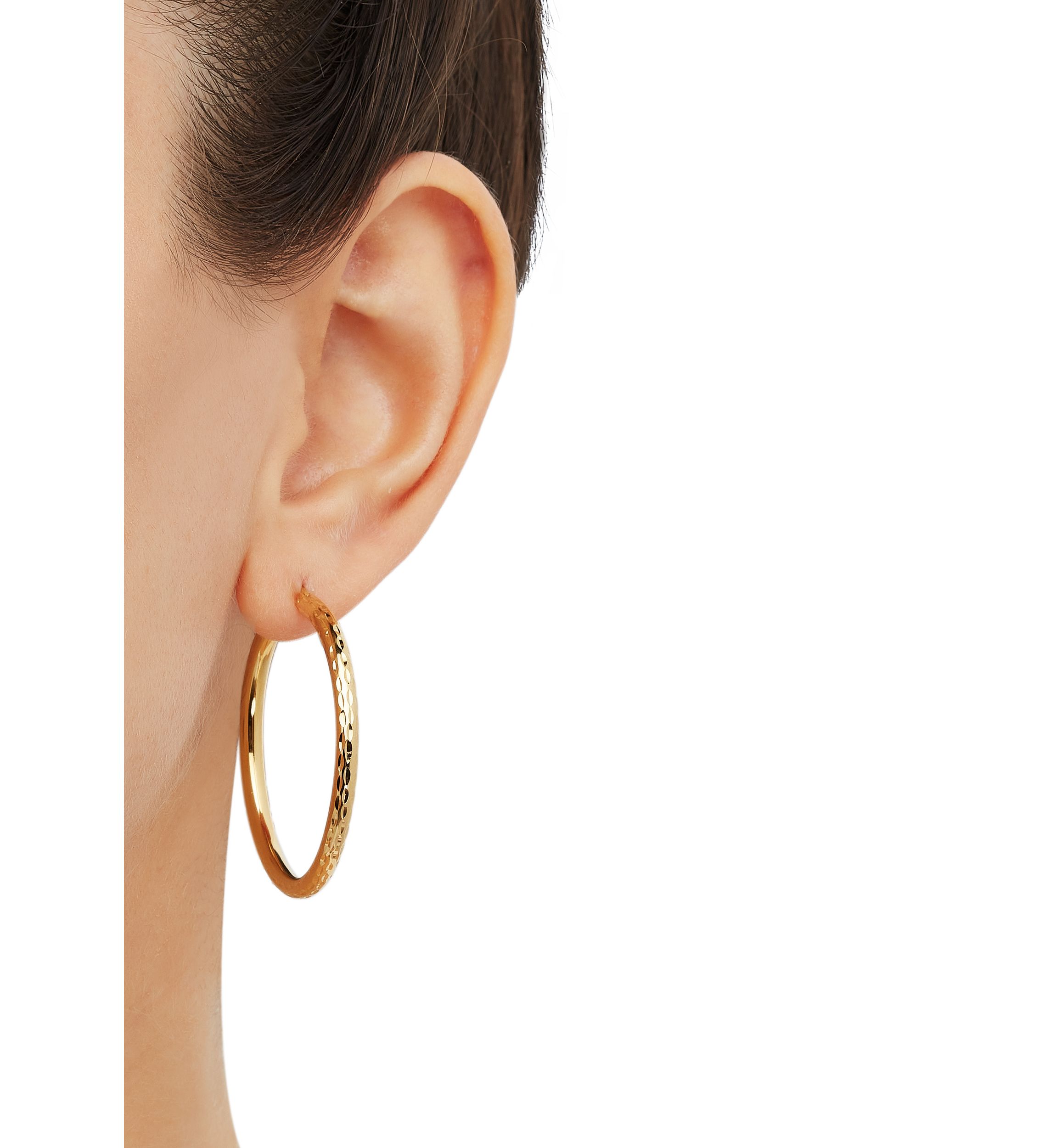 Round Tube Hoop Earrings in Gold Over Sterling Silver