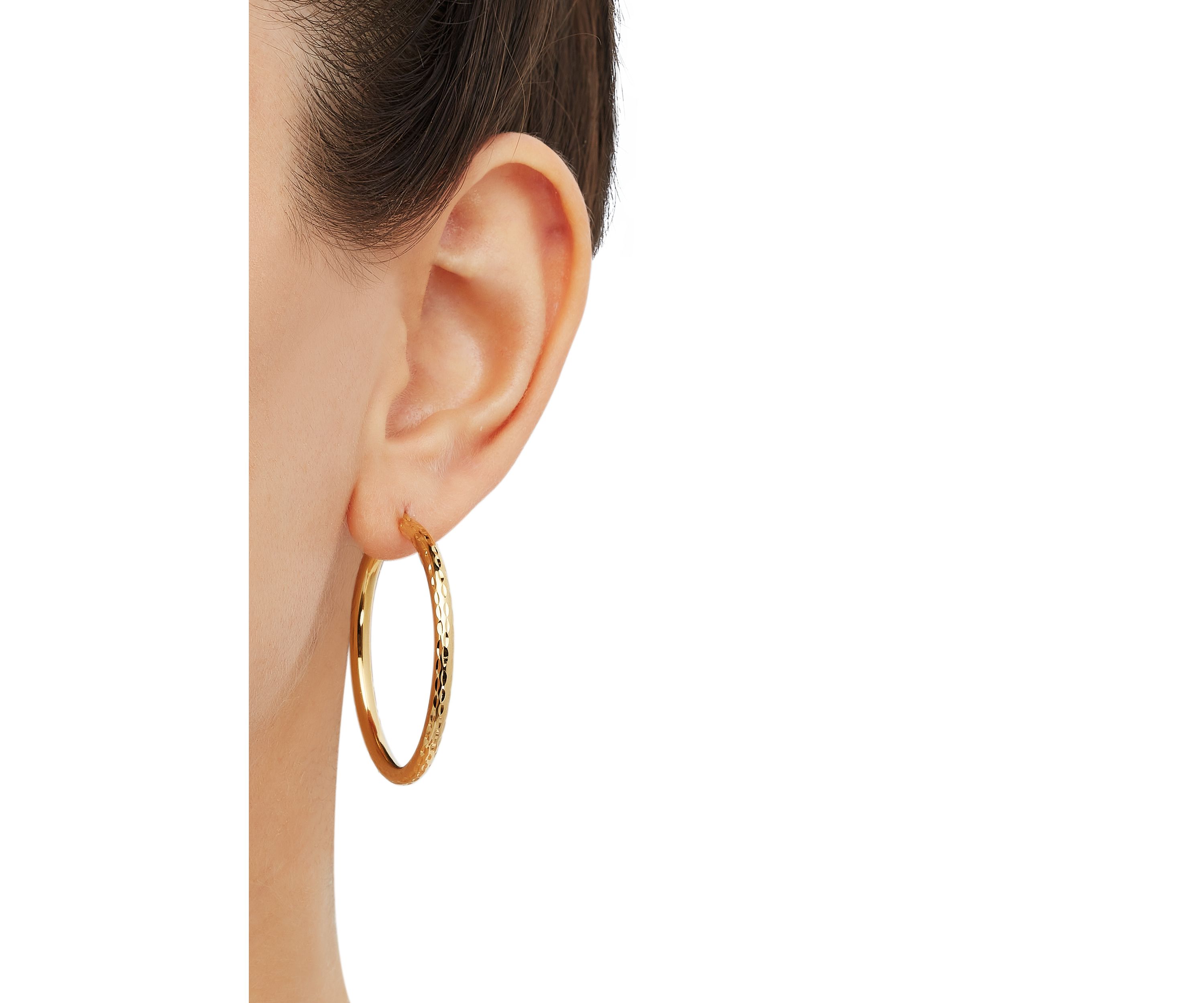 Round Tube Hoop Earrings in Gold Over Sterling Silver