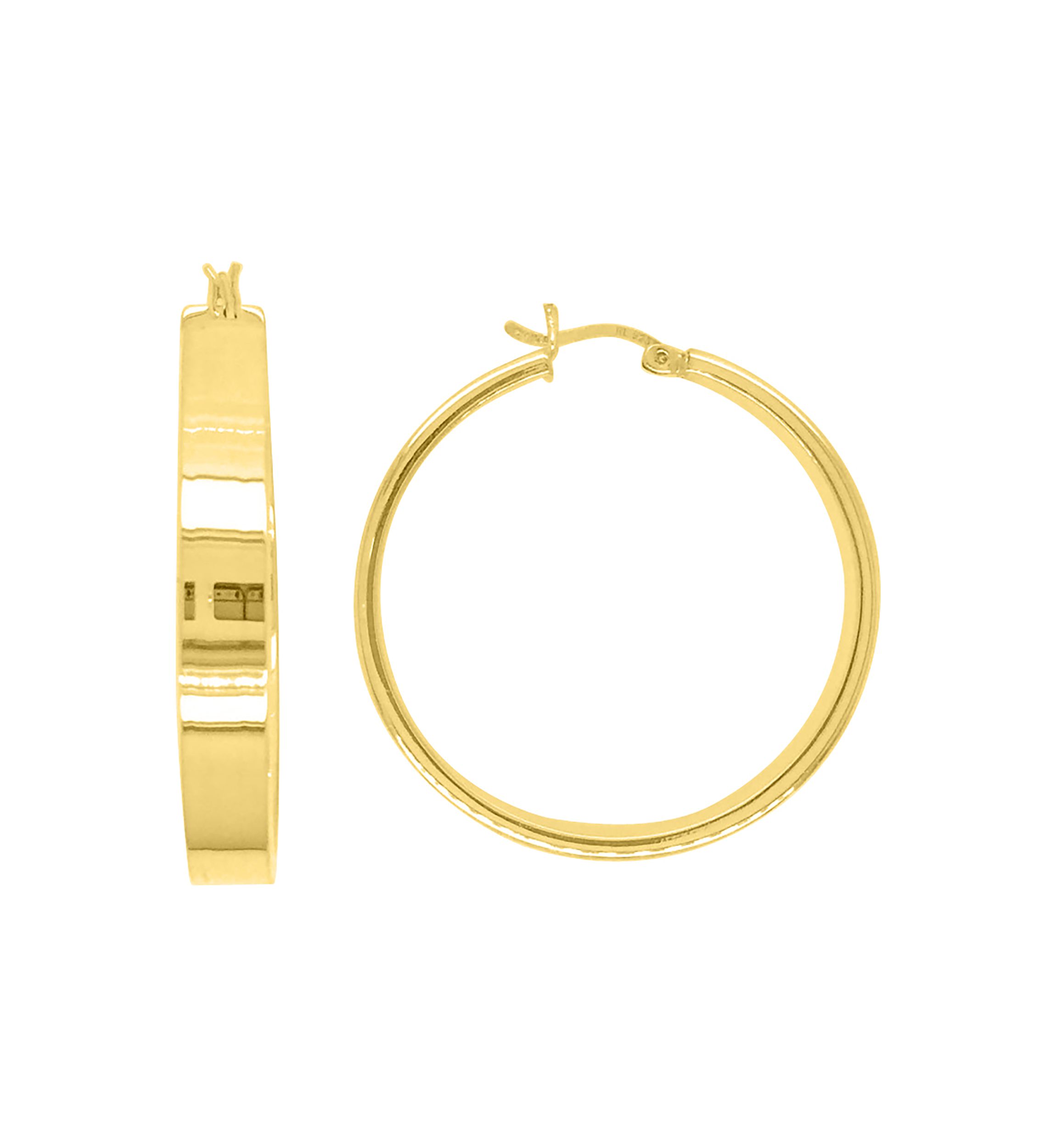 5 mm x 2.5 mm x 40 mm Rectangular Tube Hoop Earrings in Sterling Silver