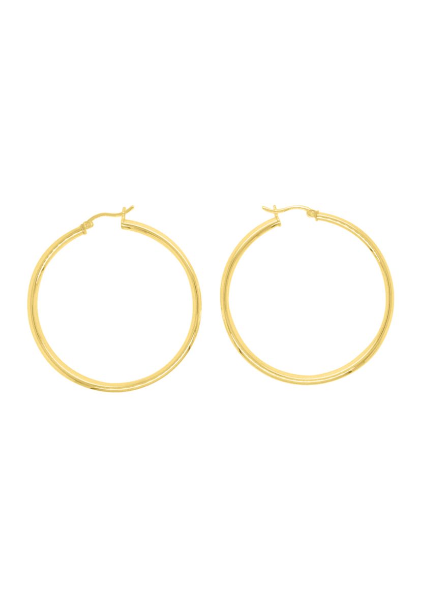 3 mm x 50 mm Round Tube Hoop Earrings in Gold Over Sterling Silver