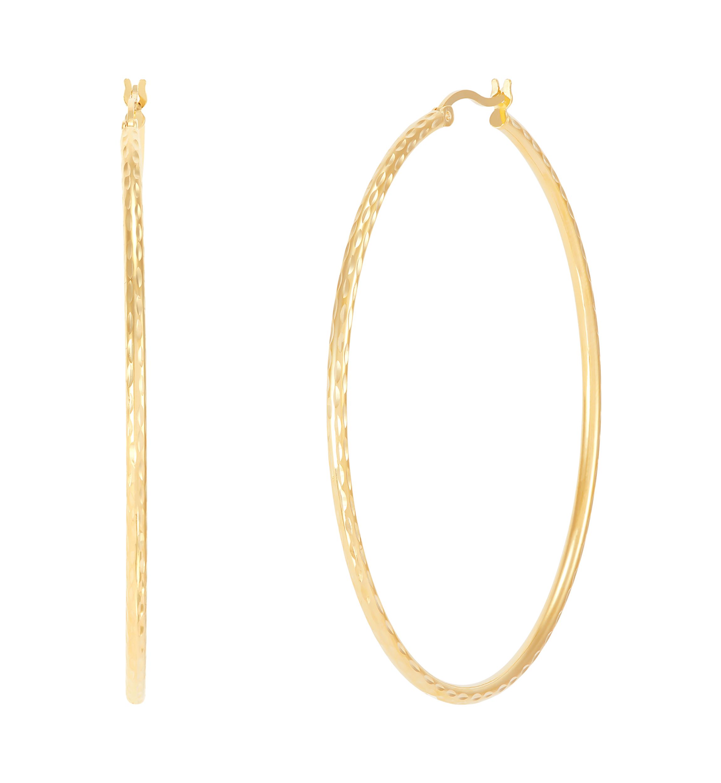 Round Tube Hoop Earrings in Gold Over Sterling Silver