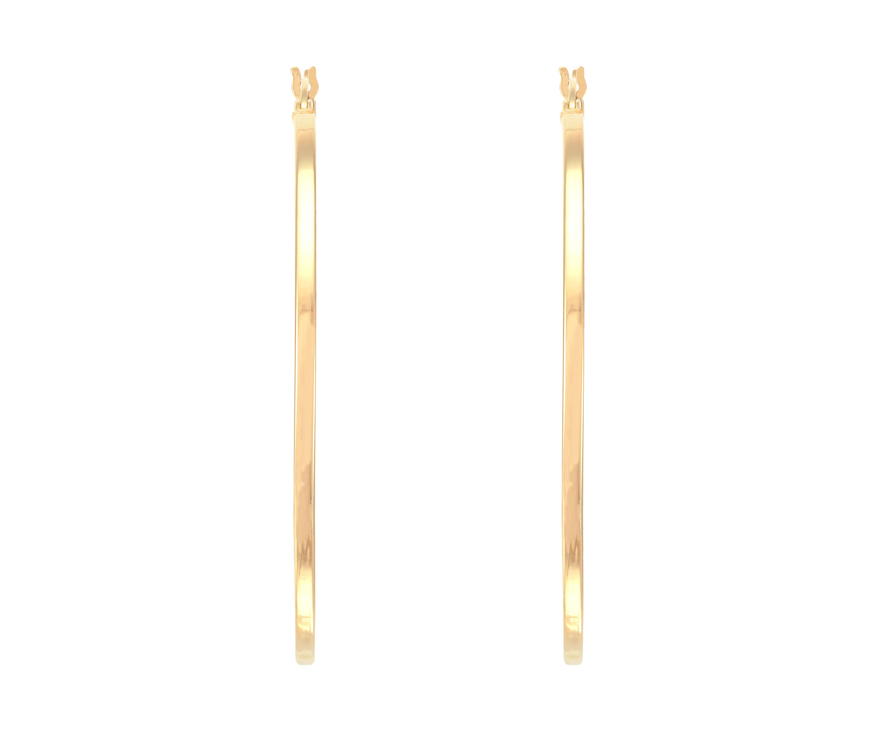 Square Tube Hoop Earrings in Gold Over Sterling Silver