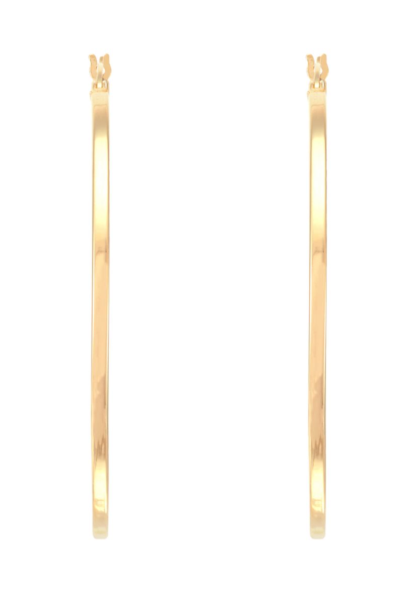Square Tube Hoop Earrings in Gold Over Sterling Silver