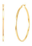 Square Tube Hoop Earrings in Gold Over Sterling Silver