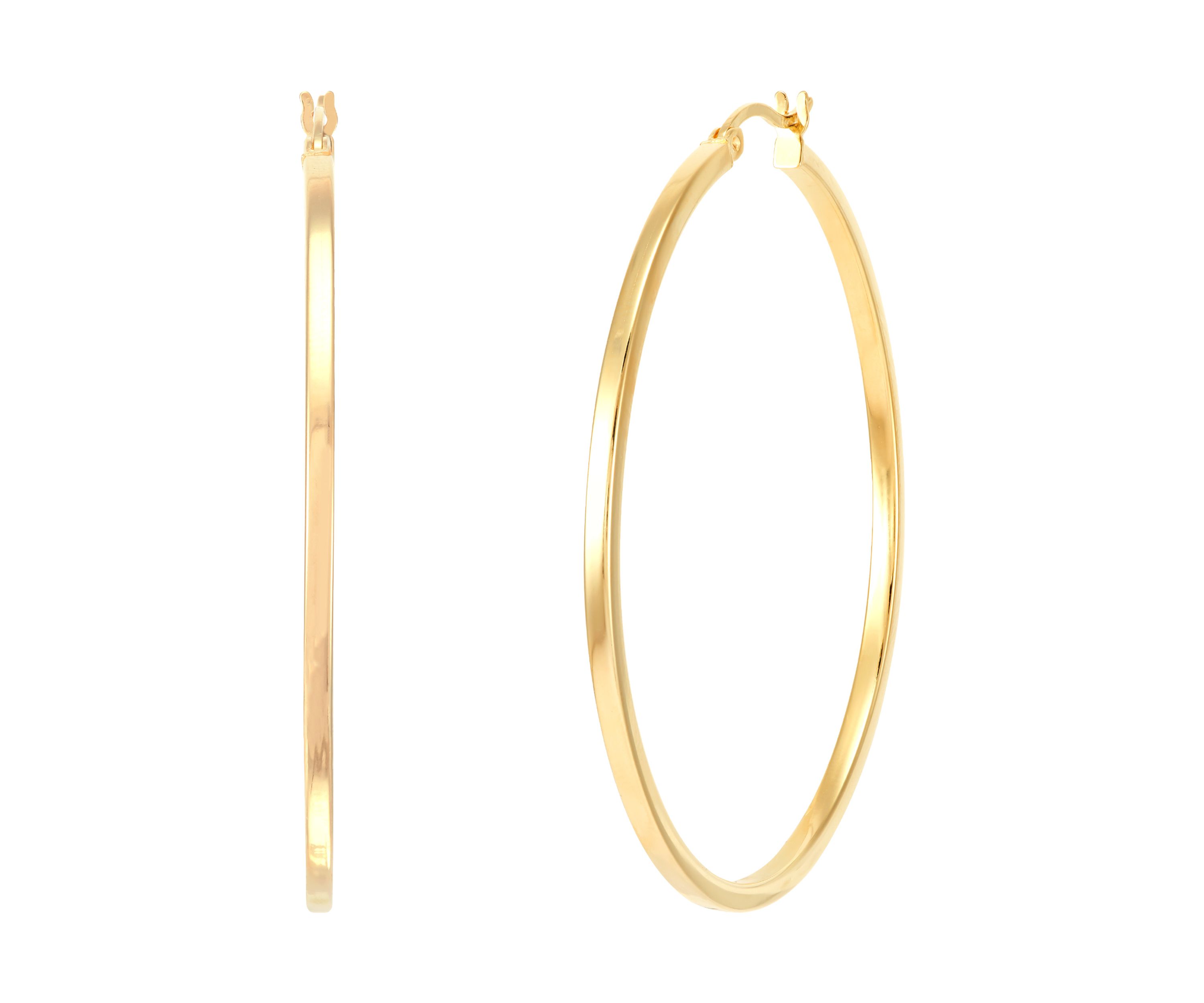 Square Tube Hoop Earrings in Gold Over Sterling Silver
