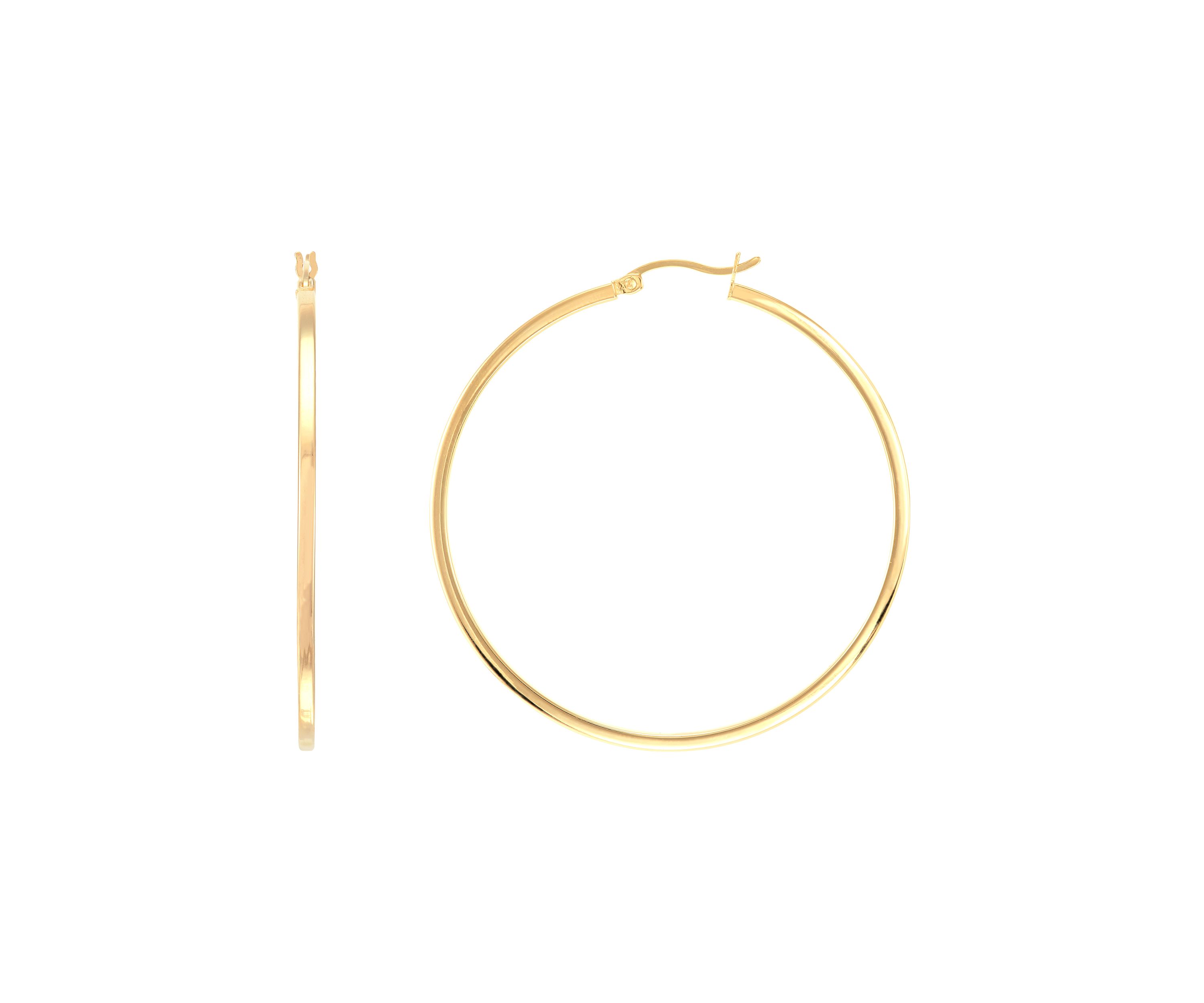 Square Tube Hoop Earrings in Gold Over Sterling Silver