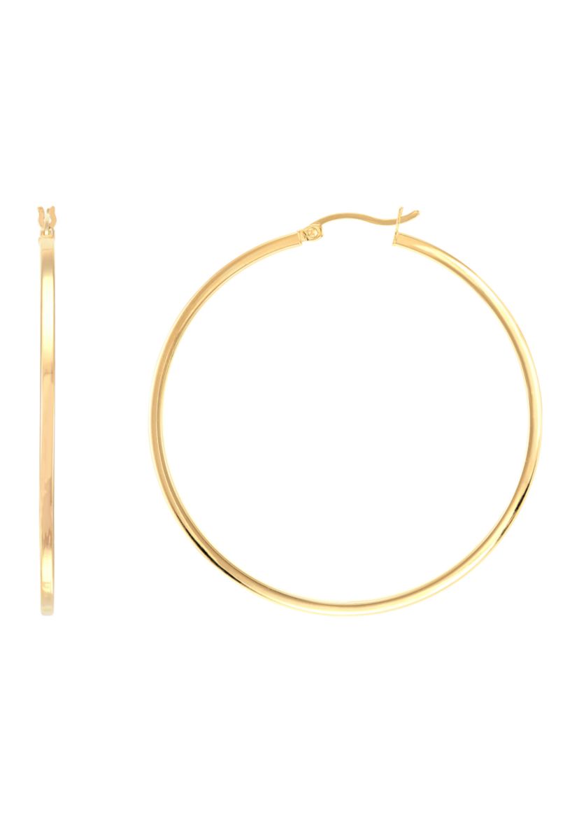Square Tube Hoop Earrings in Gold Over Sterling Silver