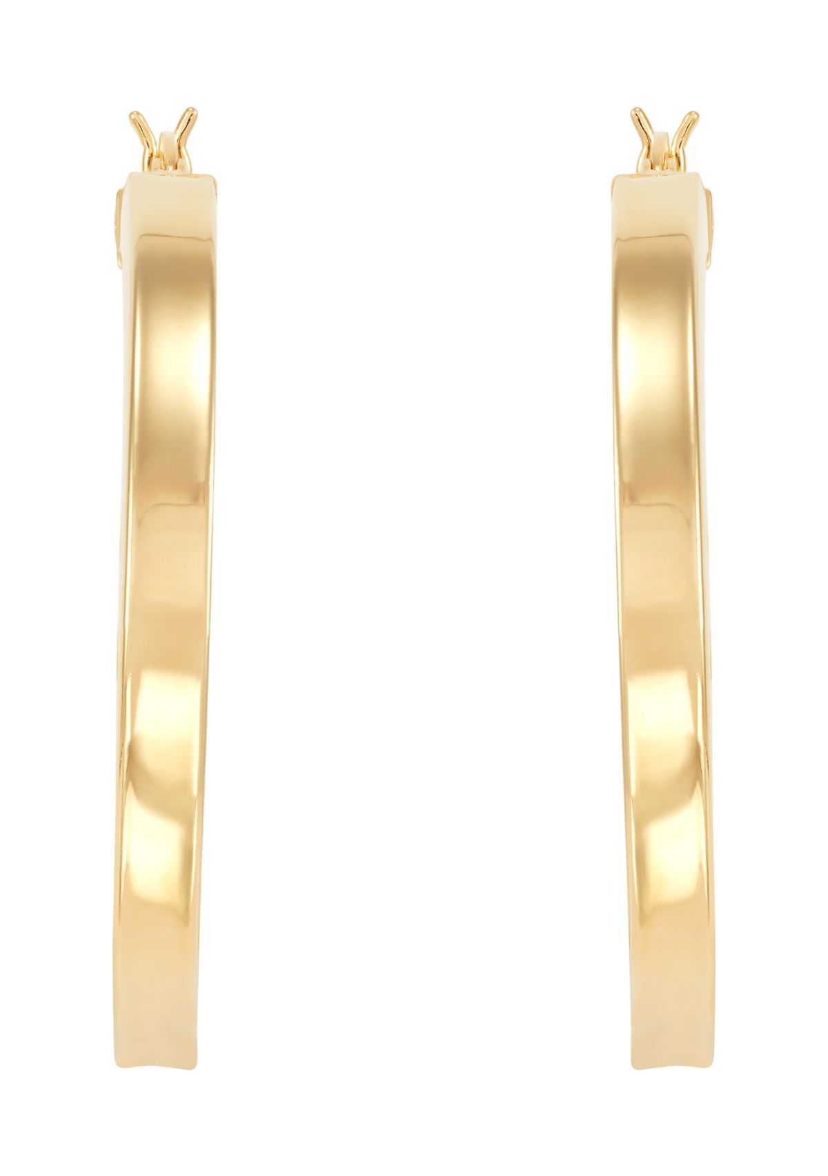 Square Tube Hoop Earrings in Gold Over Sterling Silver