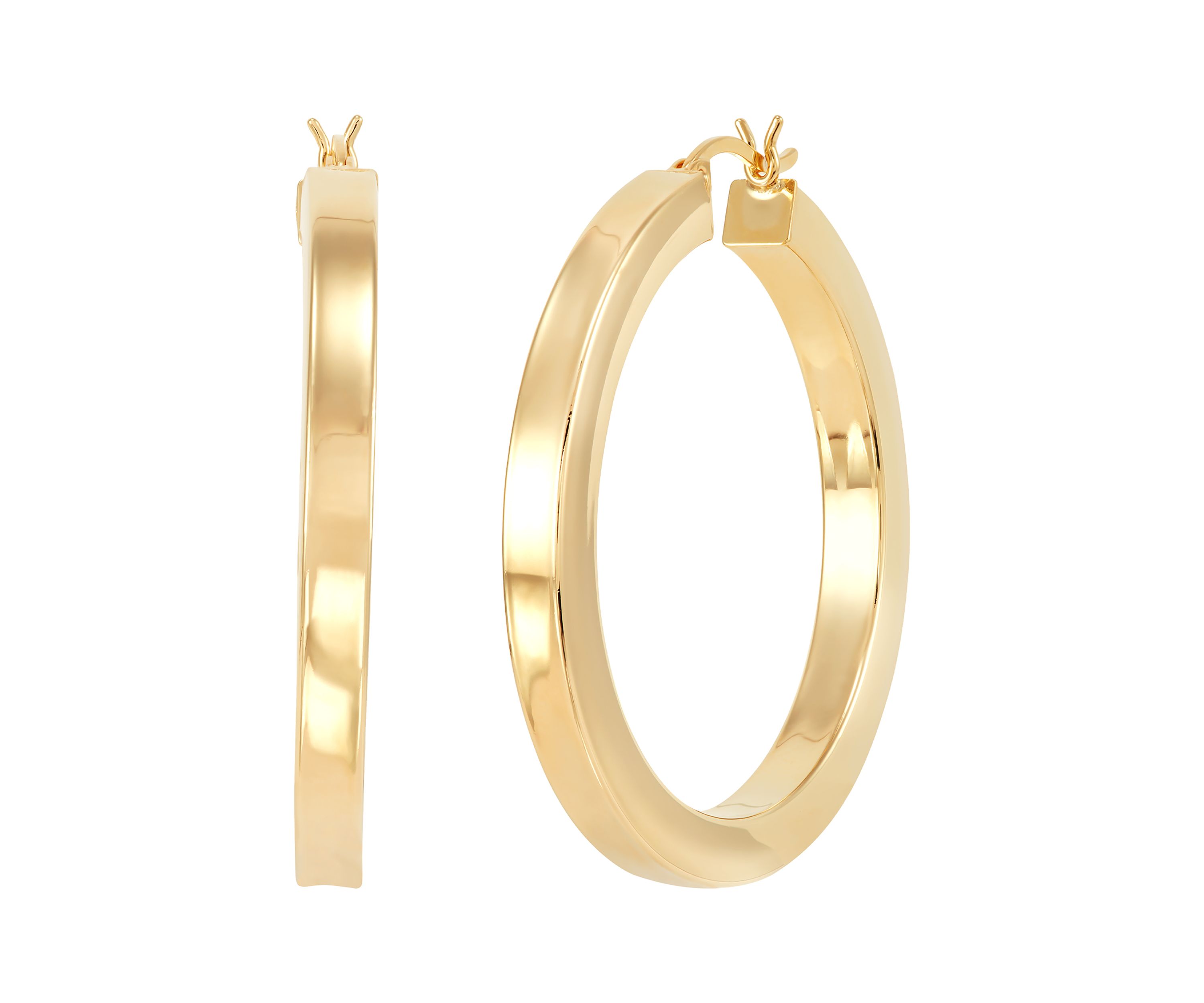 Square Tube Hoop Earrings in Gold Over Sterling Silver