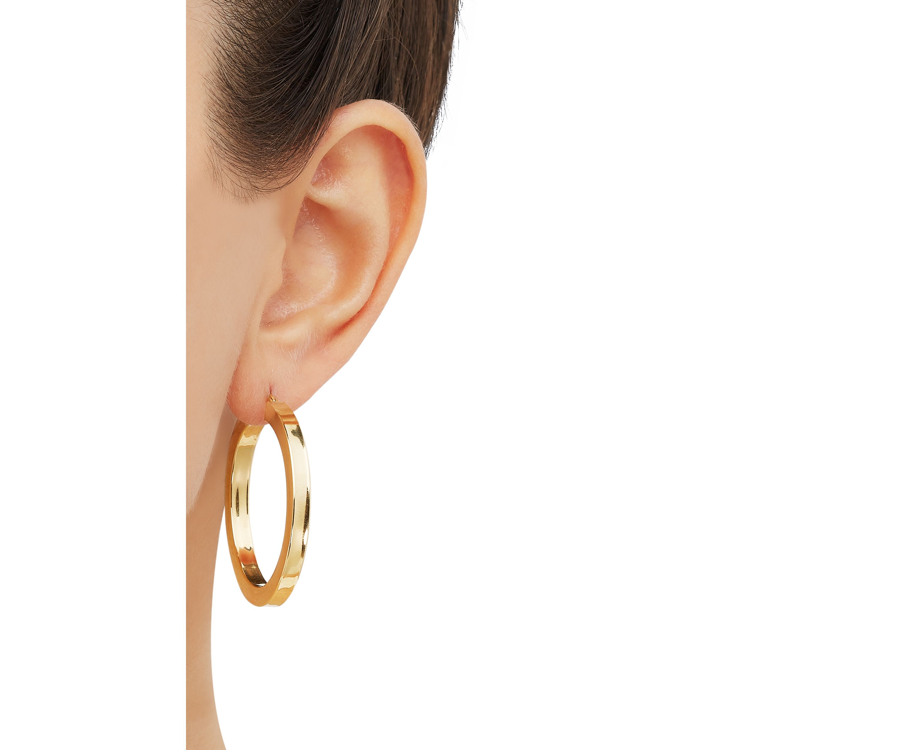 Square Tube Hoop Earrings in Gold Over Sterling Silver