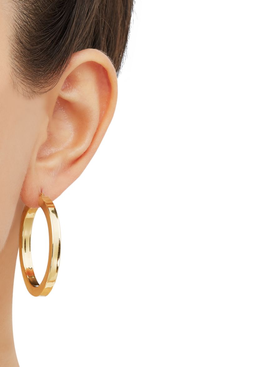 Square Tube Hoop Earrings in Gold Over Sterling Silver