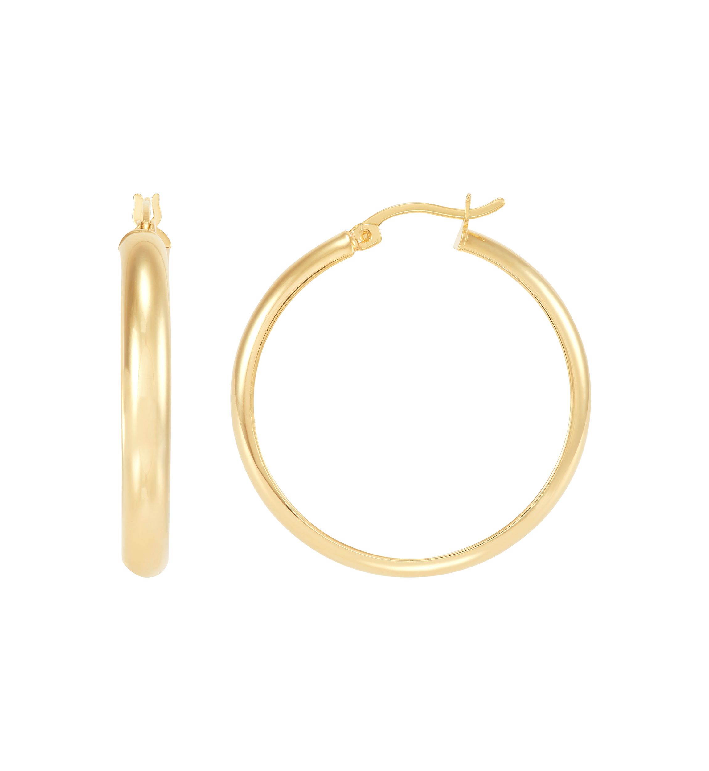 Half Round Tube Hoop Earrings in Sterling Silver